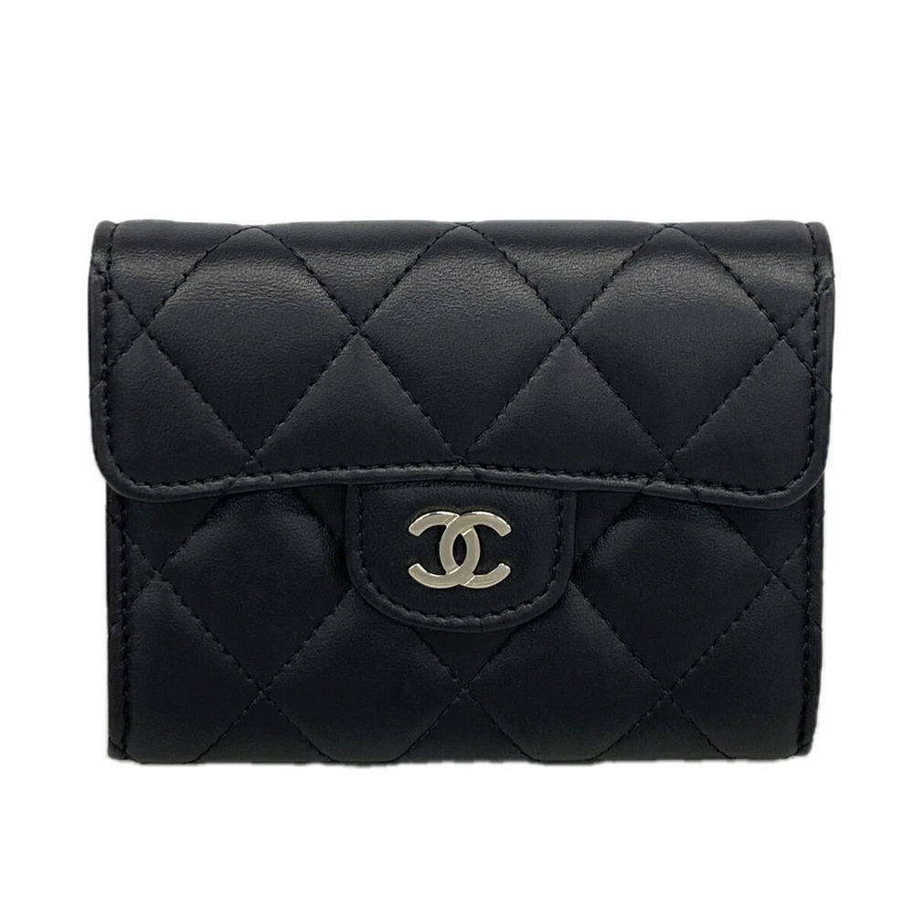 Chanel Business Card Holder/Card Case, Matelassé Lambskin, Black, Women's, P3...